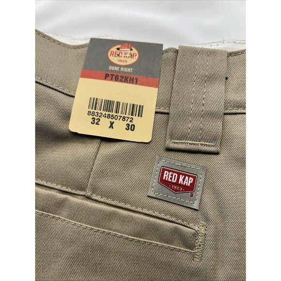 Red Kap Work Pants Tan Khaki Pockets Straight Flat Front 32x30 New w/Tags - Picture 6 of 6